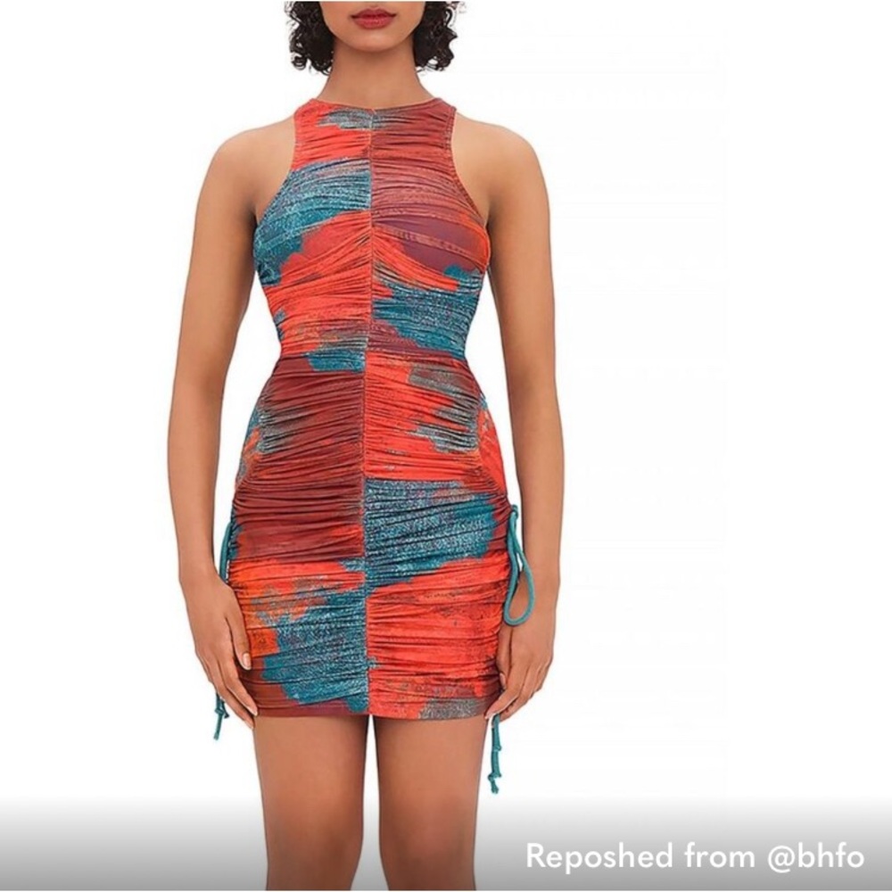 NWOT Andrea Iyamah Womens Kasi Orange Tight Mini Sleeveless Bodycon Dress